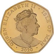 50 Pence - Elizabeth II VE Day - Soldiers celebrating in Trafalgar Square; Gold Proof obverse image