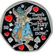 50 Pence - Elizabeth II The March Hare; Silver Proof, United Kingdom, 2021 reverse image