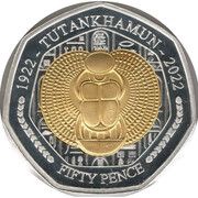 50 Pence - Charles III Tutankhamun - Name Pendant; Silver Proof, United Kingdom, 2023 reverse image