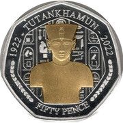 50 Pence - Charles III Tutankhamun - Torso; Silver Proof, United Kingdom, 2023 reverse image