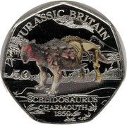 50 Pence - Charles III Jurassic Britain - Scelidosaurus; colourised, United Kingdom, 2023 reverse image