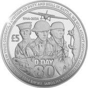 5 Pounds - Charles III D-Day; Silver Proof, United Kingdom, 2024 reverse image