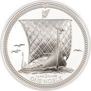 1 Noble - Elizabeth II Longboat with three birds; Silver Piedfort reverse image