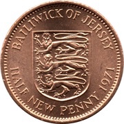 ½ New Penny - Elizabeth II 2nd portrait, United Kingdom, 1971-1980 reverse image