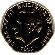 50 Pence - Charles III Royal Residence - Balmoral Castle; Gold plated obverse image