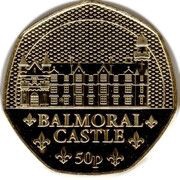 50 Pence - Charles III Royal Residence - Balmoral Castle; Gold plated, United Kingdom, 2023 reverse image