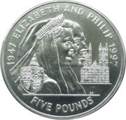 5 Pounds - Elizabeth II Golden Wedding, United Kingdom, 1997 reverse image