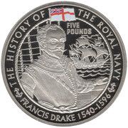 5 Pounds - Elizabeth II Royal Navy - Francis Drake, United Kingdom, 2009 reverse image