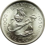1 Crown - Elizabeth II 350th Anniversary - Colony Founding, United Kingdom, 1959 reverse image