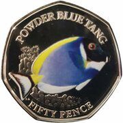 50 Pence - Elizabeth II Powder blue tang, United Kingdom, 2021 reverse image