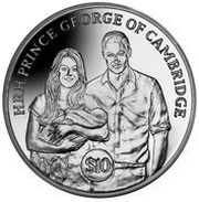 10 Dollars - Elizabeth II Prince George, United Kingdom, 2013 reverse image
