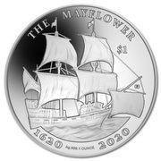 1 Dollar - Elizabeth II Mayflower, 1oz Silver Bullion, United Kingdom, 2020 reverse image