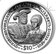 10 Dollars - Elizabeth II King Henry VIII and Princess Elizabeth, United Kingdom, 2003 reverse image