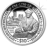 10 Dollars - Elizabeth II Matthew Parker - Archbishop of Canterbury, United Kingdom, 2003 reverse image