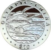 10 Dollars - Elizabeth II Swimming, United Kingdom, 2008 reverse image