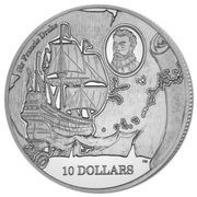 10 Dollars - Elizabeth II 475th Ann. Birth of Sir Francis Drake, United Kingdom, 2015 reverse image