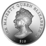 10 Dollars - Elizabeth II 90th Birthday of Queen Elizabeth II; Silver Piedfort, United Kingdom, 2016 reverse image