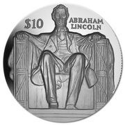 10 Dollars - Elizabeth II Lincoln Memorial, Silver UHD, United Kingdom, 2016 reverse image