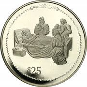 25 Dollars - Elizabeth II Columbus on death bed, United Kingdom, 1992 reverse image