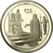 25 Dollars - Elizabeth II Columbus before King Ferdinand and Queen Isabella, United Kingdom, 1992 reverse image
