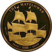 100 Dollars - Elizabeth II Mayflower, 1oz Gold Bullion, United Kingdom, 2020 reverse image
