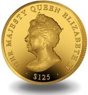 125 Dollars - Elizabeth II 90th Birthday of Queen Elizabeth II; Gold Piedfort, United Kingdom, 2016 reverse image