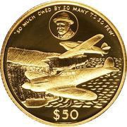 50 Dollars - Elizabeth II Spitfires over Dover, United Kingdom, 1990 reverse image