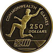 250 Dollars - Elizabeth II Commonwealth Games, United Kingdom, 1986 reverse image