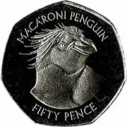 50 Pence - Elizabeth II Macaroni Penguin, United Kingdom, 2018-2021 reverse image