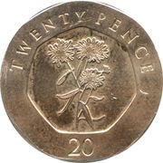 20 Pence - Elizabeth II Candytuft Flower, United Kingdom, 2014-2016 reverse image