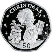 50 Pence - Elizabeth II Christmas; Silver Proof, United Kingdom, 1989 reverse image