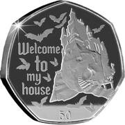 50 Pence - Elizabeth II The Castle; Gold Plated Silver, United Kingdom, 2022 reverse image
