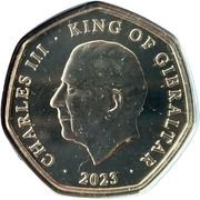 50 Pence - Charles III Christmas 2023; colourised obverse image