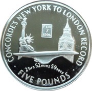 5 Pounds - Elizabeth II Concorde's New York to London Record, United Kingdom, 2006 reverse image