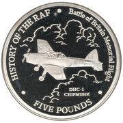 5 Pounds - Elizabeth II History of the RAF - DHC-1 Chipmunk, United Kingdom, 2007 reverse image