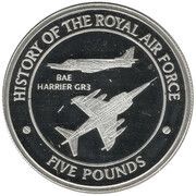 5 Pounds - Elizabeth II BAE Harrier GR3, United Kingdom, 2008 reverse image