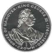 1 Crown - Elizabeth II King George III; Silver Proof, United Kingdom, 1993 reverse image