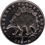 1 Crown - Elizabeth II Stegosaurus, United Kingdom, 1993 reverse image