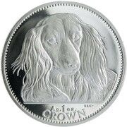 1 Crown - Elizabeth II Long-haired Dachshund; Silver Proof, United Kingdom, 1993 reverse image