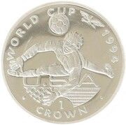 1 Crown - Elizabeth II Goalkeeper diving; Silver Proof, United Kingdom, 1994 reverse image