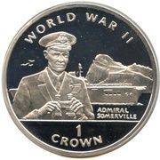 1 Crown - Elizabeth II Admiral Somerville; Silver Proof, United Kingdom, 1994 reverse image
