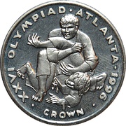 1 Crown - Elizabeth II Atlanta Olympics - Wrestling, United Kingdom, 1996 reverse image