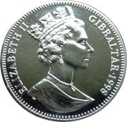 1 Crown - Elizabeth II Two players, one with ball obverse image