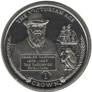 1 Crown - Elizabeth II Charles Darwin, United Kingdom, 2001 reverse image