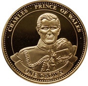 1 Crown - Elizabeth II Prince Charles; Gold Plated, United Kingdom, 2017 reverse image