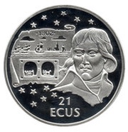 21 ECUs - Elizabeth II Napoleon / Eurotunnel reverse image