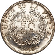 ½ Boliviano / 50 Centavos reverse image
