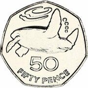 50 Pence - Elizabeth II 3rd portrait, United Kingdom, 2003-2006 reverse image
