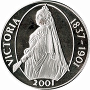 50 Pence - Elizabeth II Queen Victoria, United Kingdom, 2001 reverse image