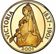 50 Pence - Elizabeth II Queen Victoria, United Kingdom, 2001 reverse image